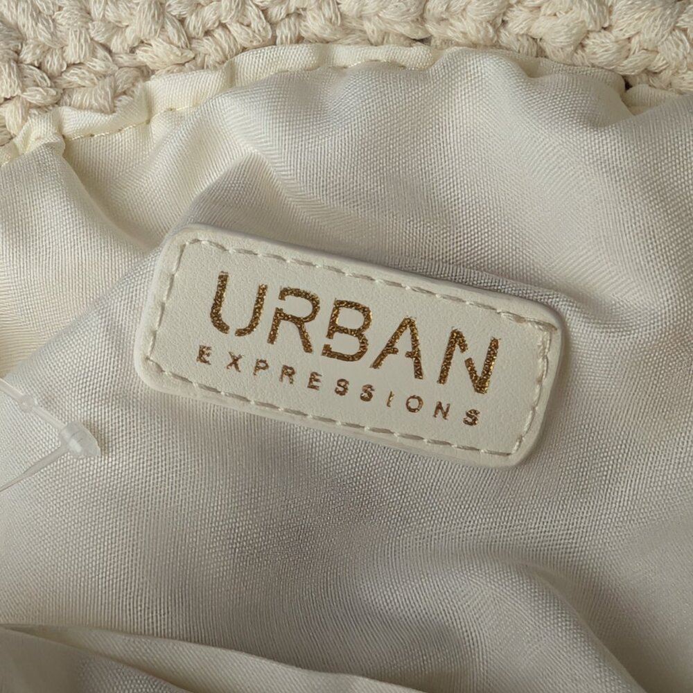 White Knitted Bag Rhinestoned Evening Purse Winter White Accessories Handbag - Picture 4 of 6